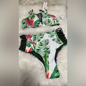 Reversible Tropical Print Bikini